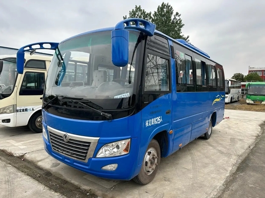 使用された小さいバス青は25の座席を着色するWindowsの左手を滑らせるYuchaiエンジン130hpがDongfengバスDFA6660を運転する