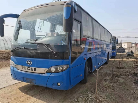 使用されたディーゼル バス青い色59の座席Yuchaiエンジン280hp 2+3の座席レイアウト第2手ドライブより高いバスKLQ6115
