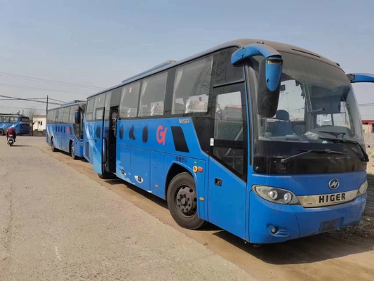 使用されたディーゼル バス青い色59の座席Yuchaiエンジン280hp 2+3の座席レイアウト第2手ドライブより高いバスKLQ6115