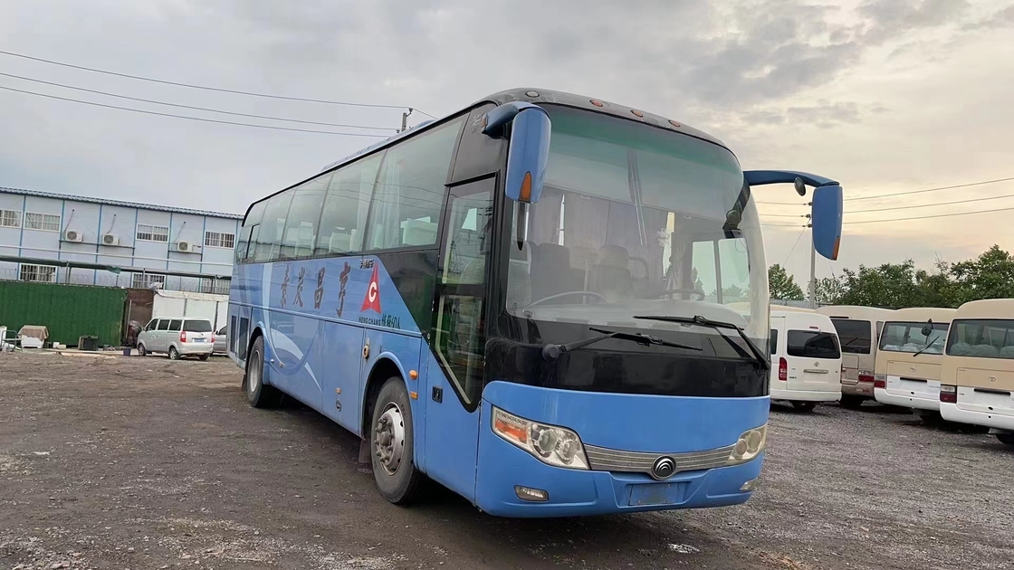 秒針のMicrobus 60の座席2+3座席レイアウトのYuchaiエンジン青い色エアコンによって使用される若いはさみバスZK6107