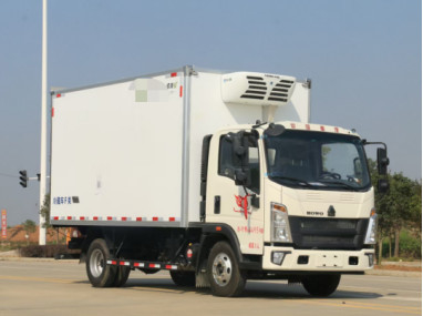 使用された貨物は積載量10mの³の冷蔵トラック4×2ドライブ モード左手のDirve HOWOのブランドをトラックで運ぶ