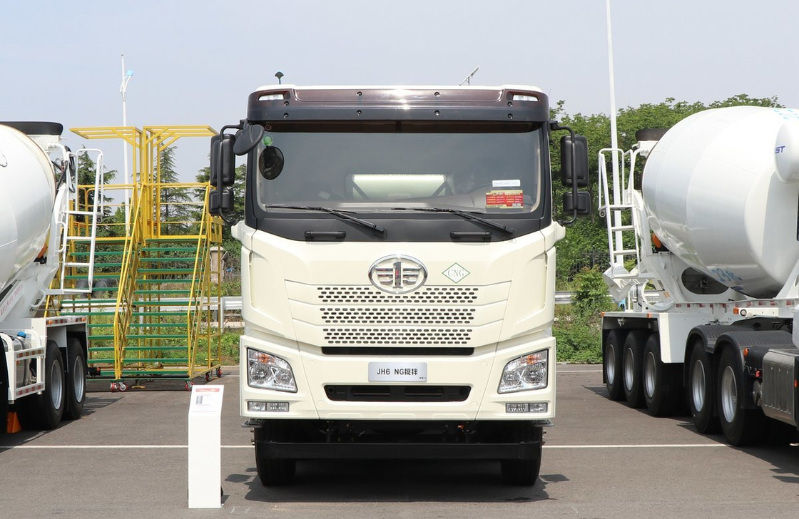 10m3 コンクリートミキサー トラック ジーファング 8×4 ミキサー CNG エンジン 410hp 6シリンダー フラットキャビン