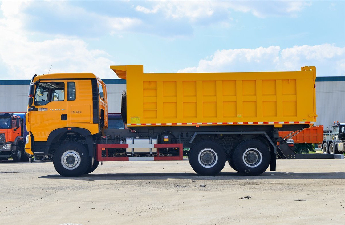 中古 10 タイヤ ターパー トラック 6.3 メートル ボックス 400hp Howo TX7 フロント リフティング 12 スピード マニュアル
