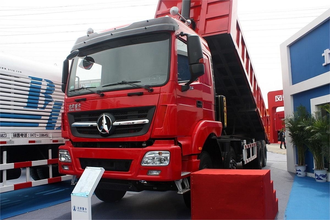 重量ダンプトラック 340 hp 8X4 7.2m 赤ボディ トップマウントエアコン ベイベンブランド