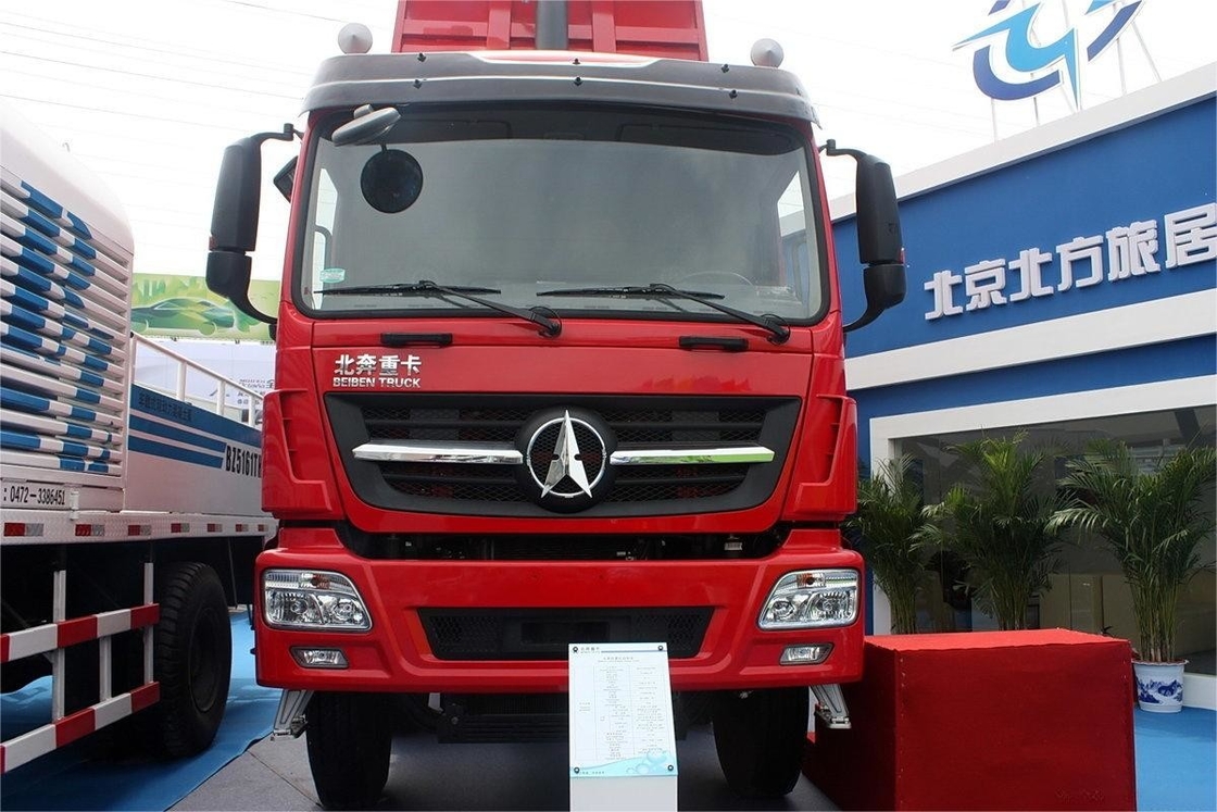 重量ダンプトラック 340 hp 8X4 7.2m 赤ボディ トップマウントエアコン ベイベンブランド