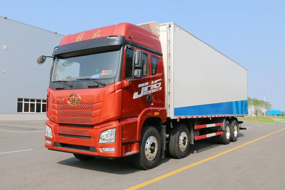青島 ジーファング CA5310 JH6 ディーゼル 12ギア 400HP 8X4 高屋根デフレクター 9.4m 冷蔵トラック