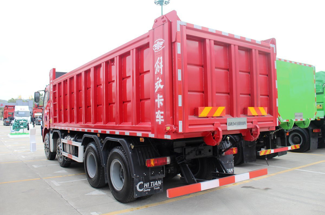 FAW ジファングダンプトラック J6M 重型トラック ディーゼル 350hp フラットトップ シングルライン シート 8X4 6.5m 後部 折りたたみ 貨物箱